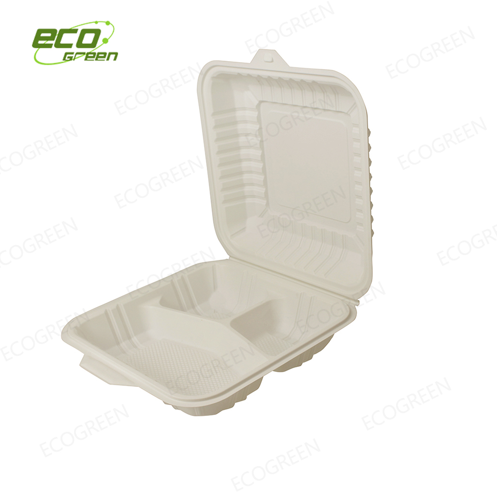 9 inch 3-compartment biodegradable container