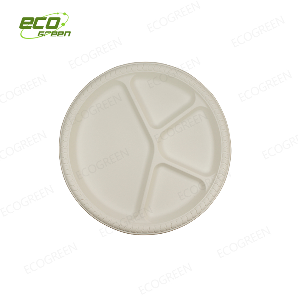 New Arrival China Ecofriendly Biobased Disposable 6 Inch Plate  –  11 inch  4-compartment biodegradable plate – Ecogreen