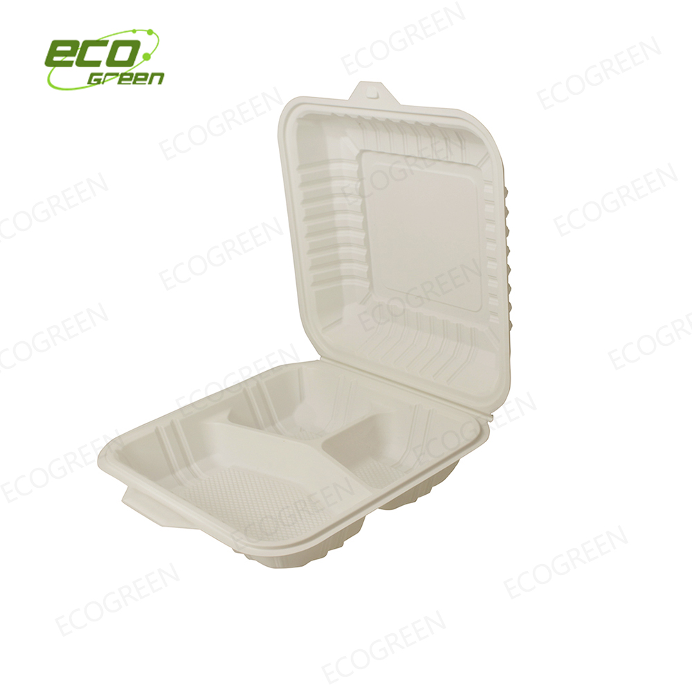 8 inch 3-compartment biodegradable container